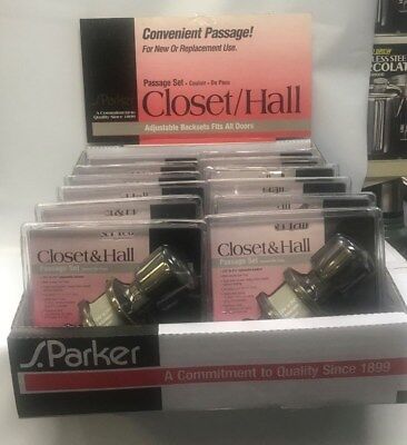 12) S.parker Closet & Hall Antique Brass Door Knob Passage Lock Set 91151 Case