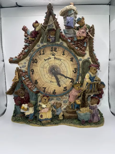 The Boyds Bears Collector Clock Time Waits For No Bear Danbury Working Mint