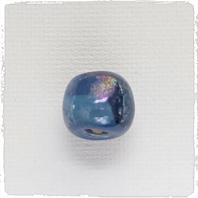 KAZURI  MACRAME BEADS -  round -shades of blue with the splash pattern - MOP