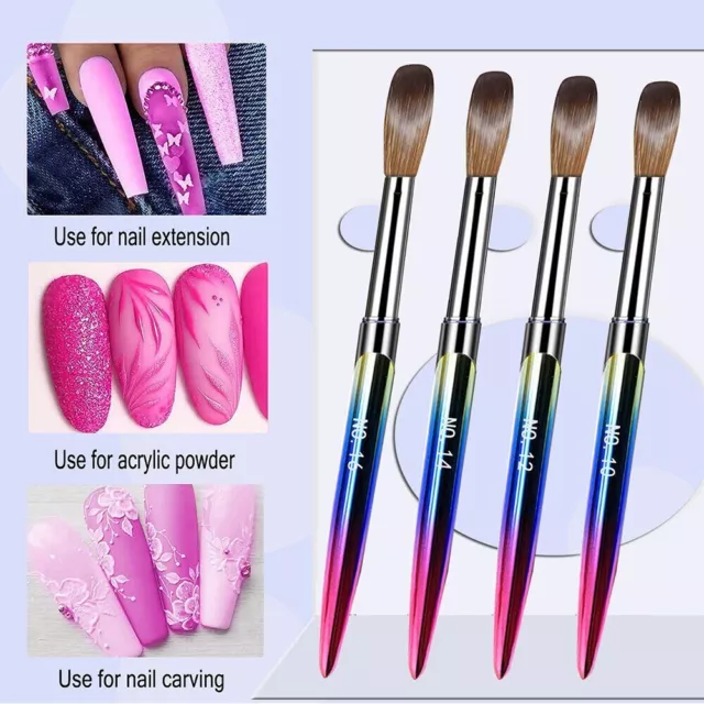4Pcs/Set Acrylic Powder Brushes Kolinsky Sable Brushe Nail Art Brush Set