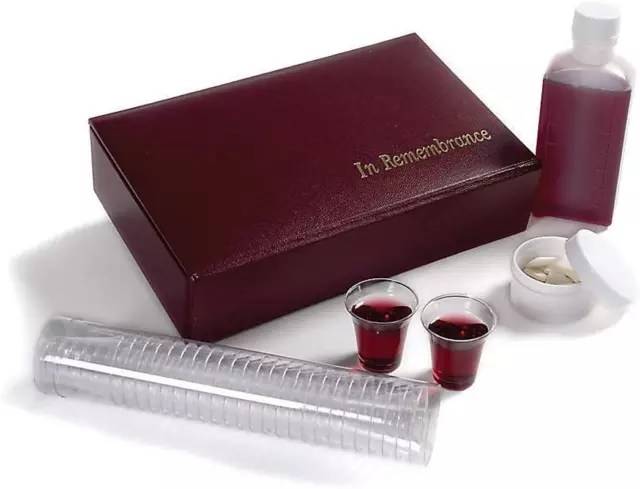 Portable Communion Set, Burgundy, 25 Cups