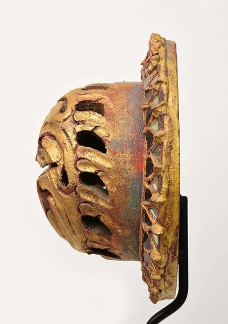 19th Century, Mandalay, Antique Burmese Wood Carving with Gilded Gold and Glass 8