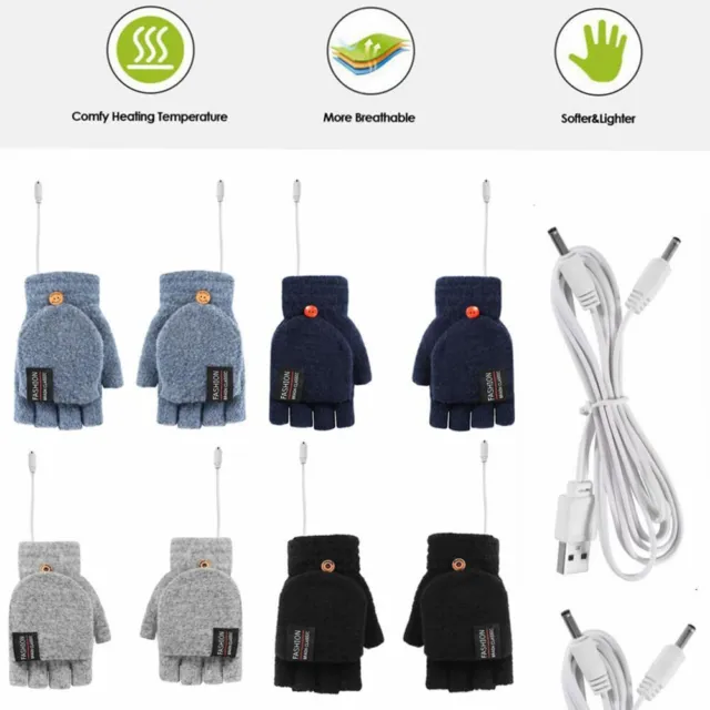 Gants chauffants à mitaine électrique hiver alimentés par USB fiables et conf