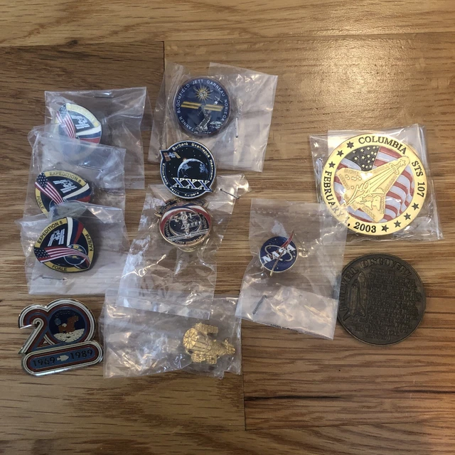 LOT of 9 NASA LAPEL PINS Space STS Apollo Shuttle Coins medallions
