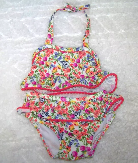 Janie And Jack Vivid Floral 2 Piece Swimsuit Infant 3 to 6 Months Ruffle Detail