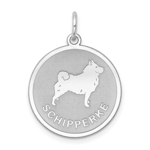 Schipperke Dog Disc Charm Pendant In 925 Sterling Silver