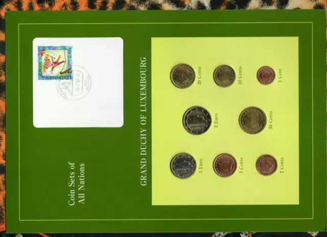 Coin Sets of All Nations Luxembourg 2002 UNC 2,1 EURO 50,20,10,5,2,1 Cent
