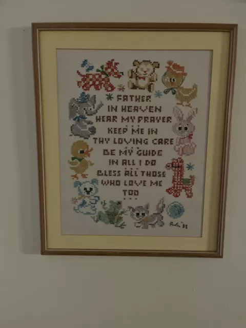 Vintage Completed Cross Stitch Nursery Prayer