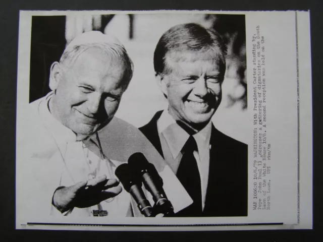 AP Wire Press Photo 1979 Pope John Paul II WA President Jimmy Carter South Lawn