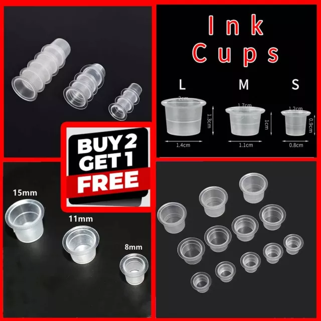 100x Ink Cups Tattoo Microblading Pigment Disposable Plastic Pots Make up Cups