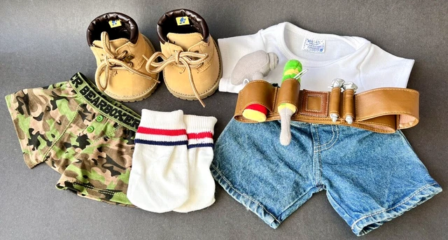 Build A Bear Clothing Lot Tool Belt Work Boots Jeans Camo Boxers Shirt Socks