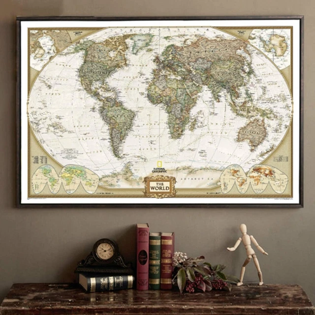 ANTIQUE POSTER WALL Chart Retro Matte Kraft Paper World Map, Size ...