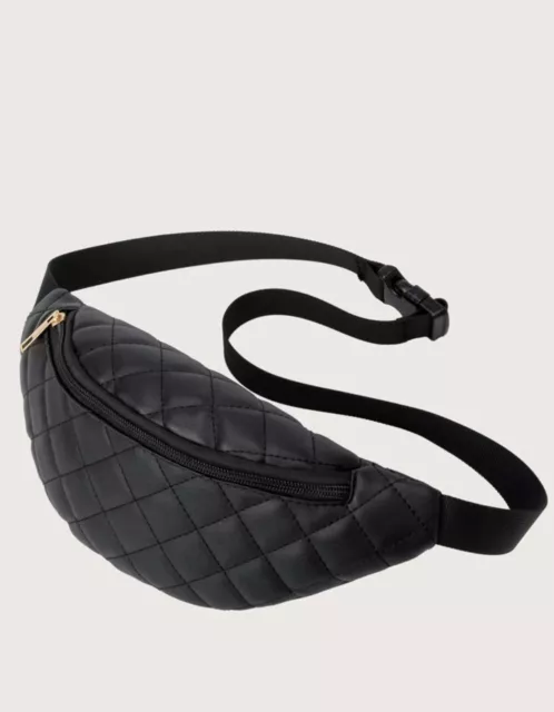 SAC BANANE NOIR 100 Similicuir Matelass Femme Homme Ceinture