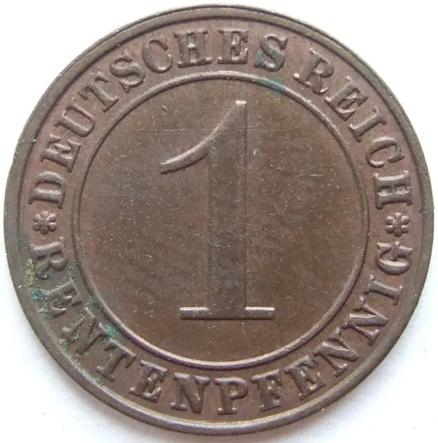Münze Weimarer Republik 1 Rentenpfennig 1923 F in Vorzüglich / Stempelglanz