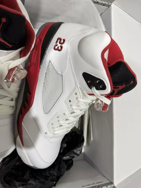 Nike Air Jordan 5 White Fire Red V Retro 136027 100