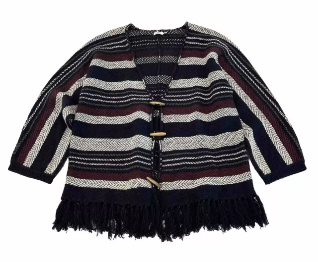 Faherty Oversized Cardigan Sweater Womens Size S-XS Wool Cashmere Blend Fringed