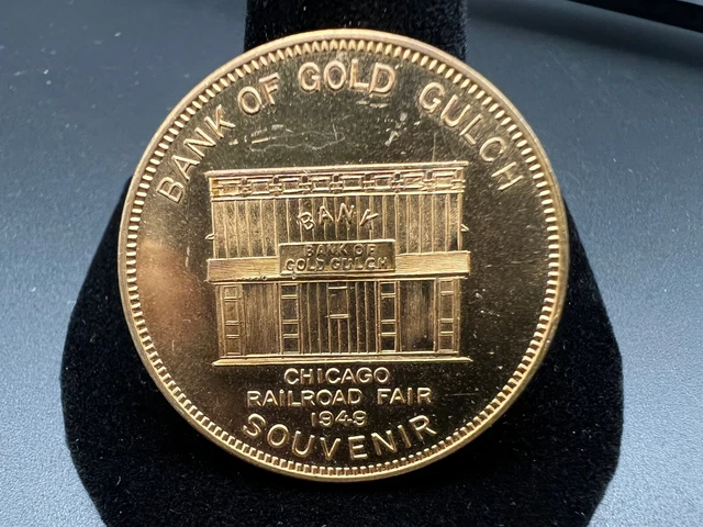 1949 Railroad Fair Chicago Illinois Bank Of Gold Gulch Medal - K501