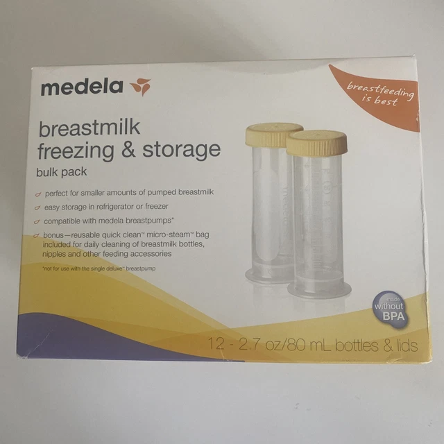 Medela Breastmilk Freezing And Storage Bulk Pack 12 Bottles With Lids BPA Free