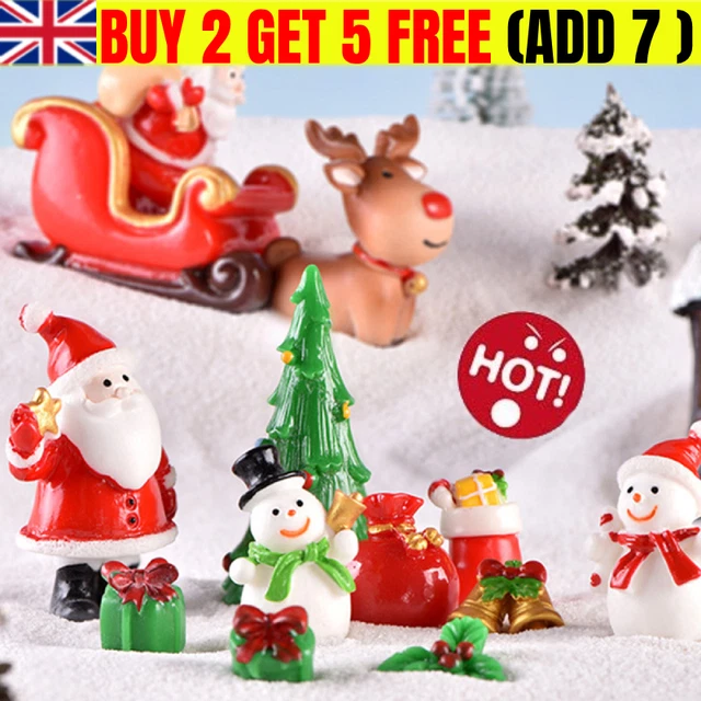Mini Resin Santa Claus Ornaments Christmas Tree Figurines Miniature Decorative