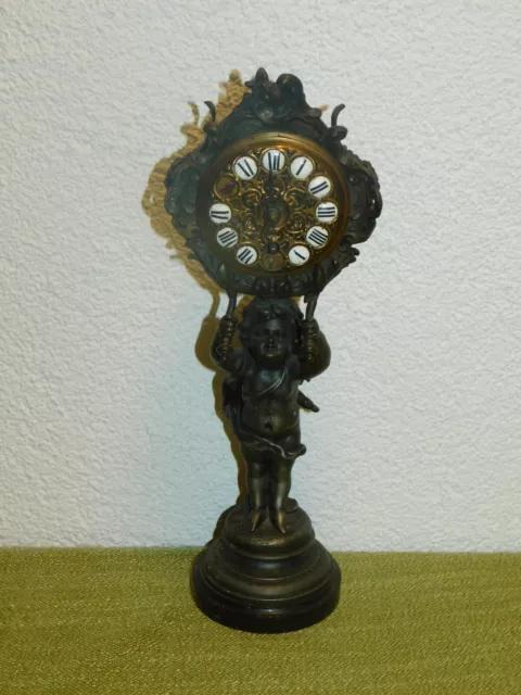 Antico Cast Figura con Orologio Meccanismo Lenzkirch Agu 608416 ! Raro Per