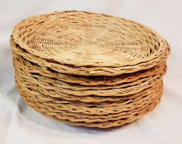 Wicker rattan paper plate holders picnics camping lot of 11 various