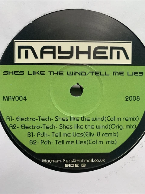 MAYHEM - Electro-Tech  - Bounce Donk Scouse  Hardcore 12” DJ Vinyl COL M
