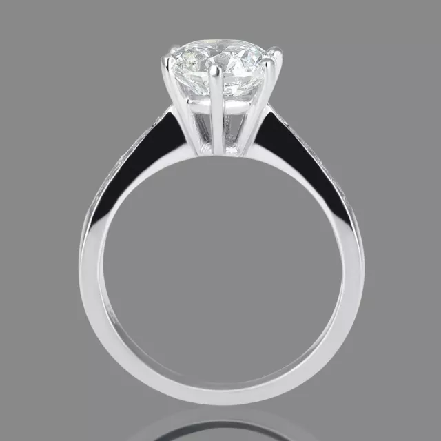 0.66 Karat F/SI2 Neu Rundschliff Diamant Verlobung Ring 18K Weiss Gold