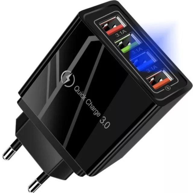 Ladegerät USB 3.0 | 4 Steckplätze | Quick Charge / Schnell-Laden | Handy Tablet