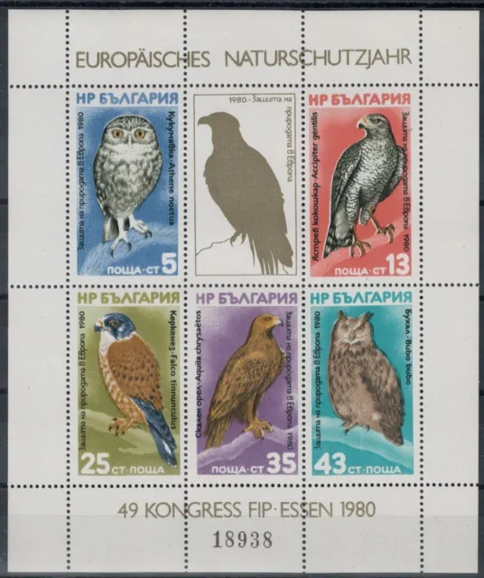 BULGARIA 1980 Protezione della natura, uccelli BF MNH**