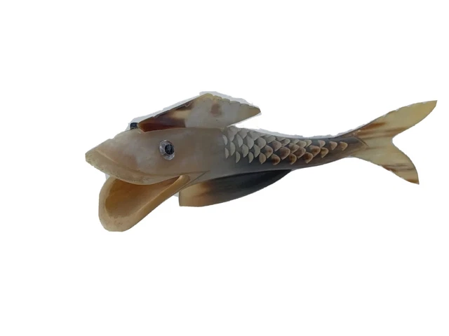 Lot De 2 Poissons Décoratifs En Corne De Bovin Authentique - Fabrication Française - Vintage