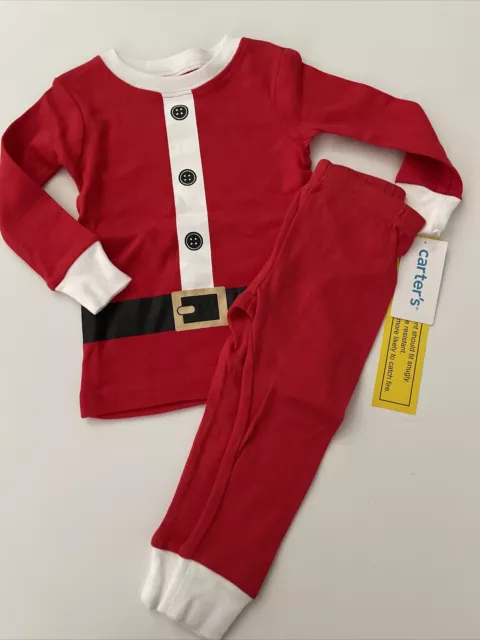 Carters Baby Boy Girl Santa Pjs Pajama Set Red Size 12 18 Months Holiday Christm