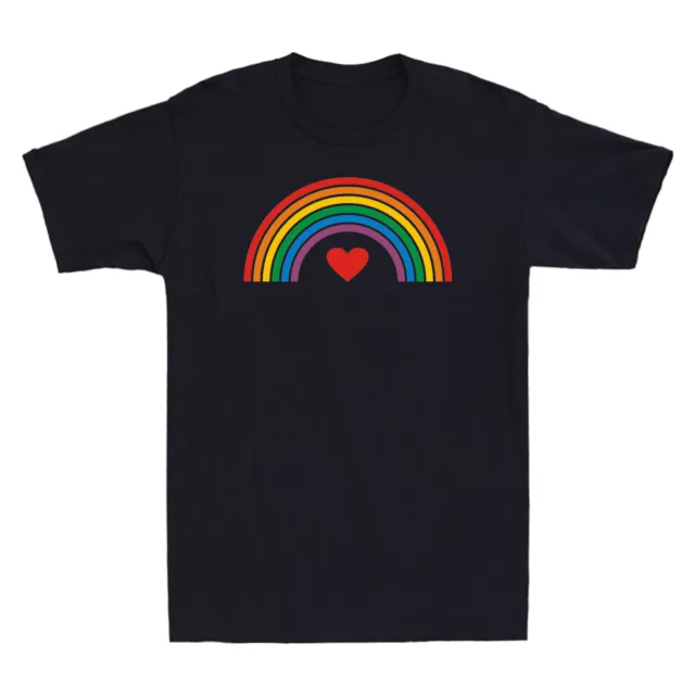 Rainbow Love Is Love Pride Proud Heart LGBTQ Rainbow Novelty Men's T-Shirt Tee