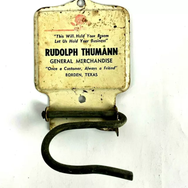 Broom Holder Borden TX Hanger Rudolph Thumann General Merch Vintage Advertising