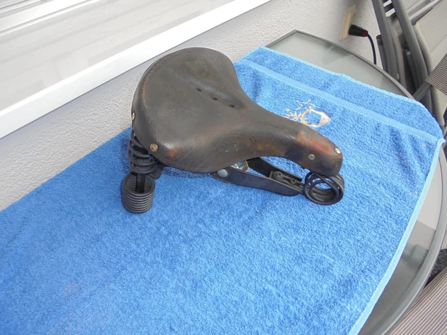 Selle Vélo Vintage Lepper - Large, Cuir Noir - Made In Holland - Occasion
