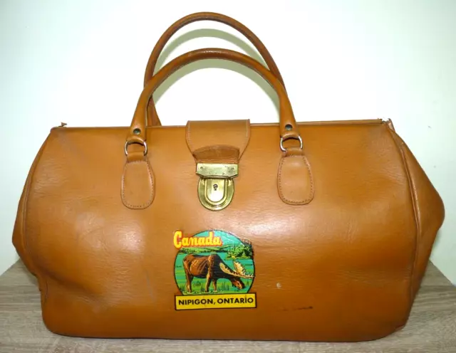 The Martin Vintage 1950s Travel Bag Luggage Doctors Bag style Tan Leather