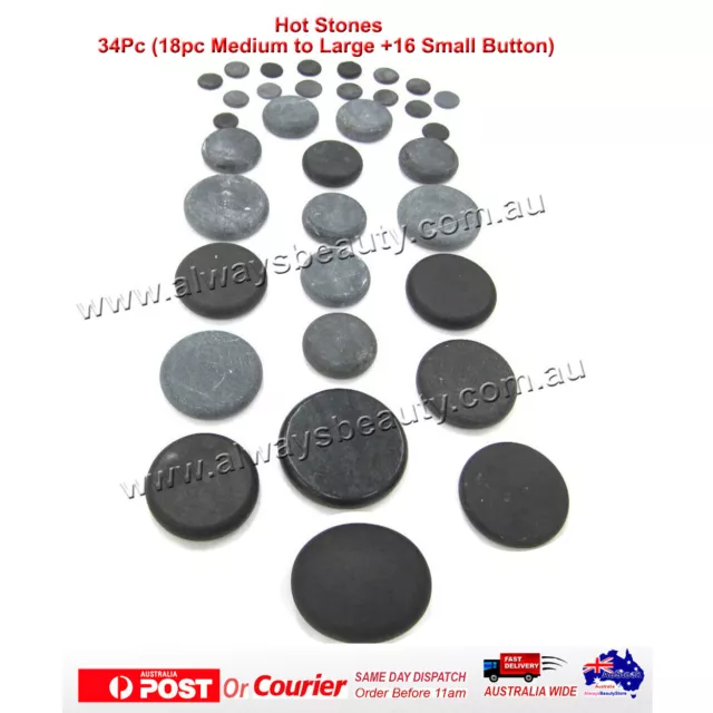 34Pc(18+16) Hot Stones Natural Basalt Stone For Spa Hot Massage Treatment