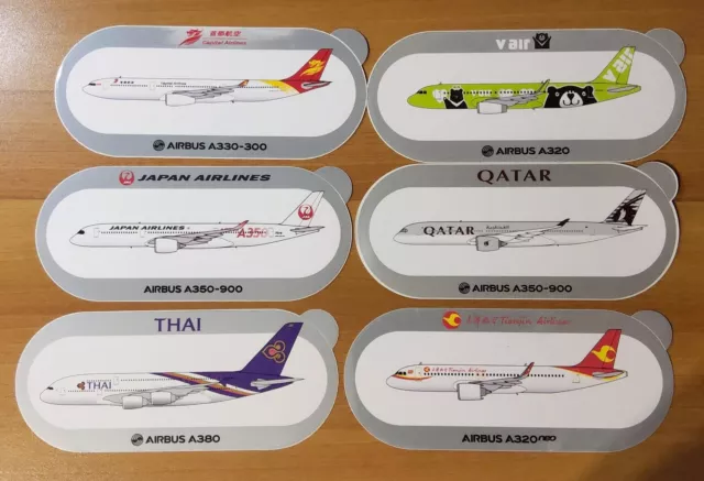 lot 6 AUTOCOLLANT STICKER AUFKLEBER ADESIVO AVION AIRBUS AIRLINER AIRLINES A320