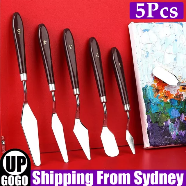 5Pcs Stainless Steel Artist Oil Painting Palette Knife Spatula Paint Tools Set