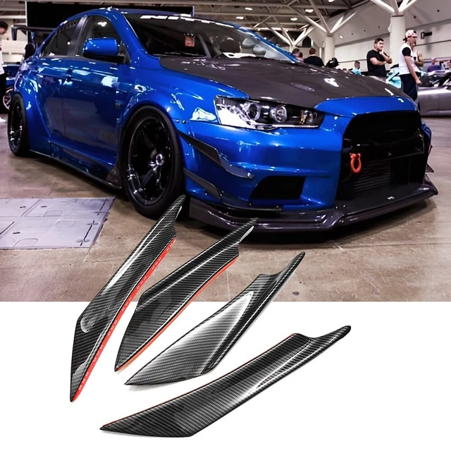 4x Carbon Fiber Car Bumper Fin Canard Splitter Diffuser Valence Spoiler Lip JDM