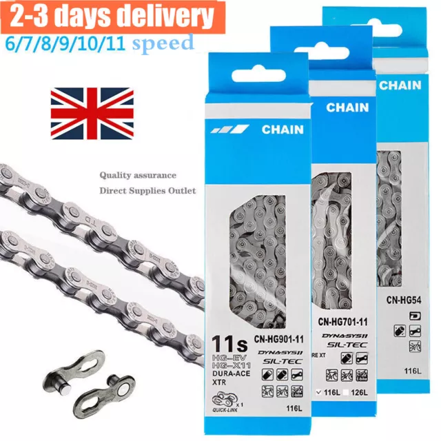 For Shimano MTB Bike 6/7/8/9/10/11/12 Speed Chain HG40/53/54/701/HG95 116 Links