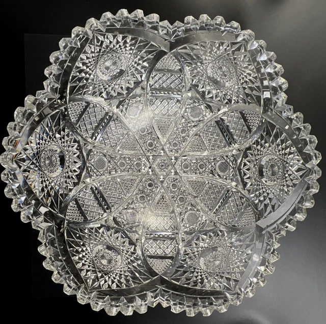 Antique American Brilliant Period ABP Cut Glass 10" Deep Bowl