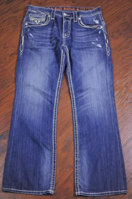 Pantalones de mezclilla azul corte bota Rock Revival Shane para hombre 34x33