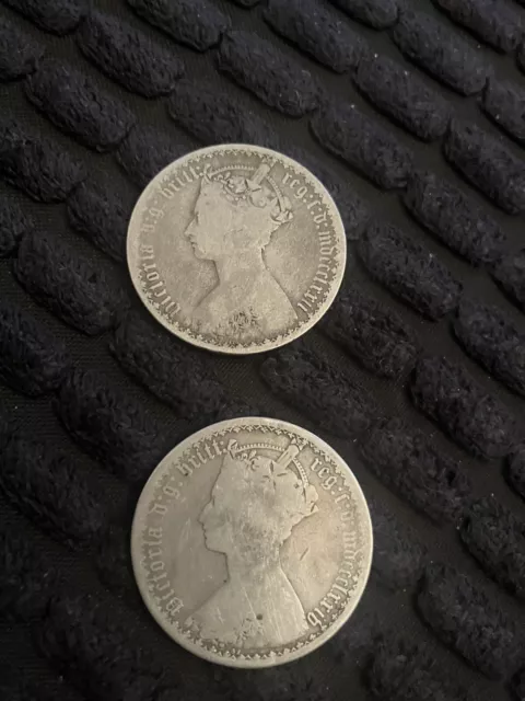 1872 & 1874 Victoria silver two shillings florin coins. 2 X £25 Each