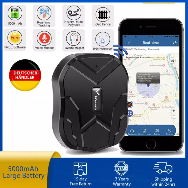 Winnes TK905 2G LTE GPS Tracker Peilsender wasserdicht Auto 5000mAh Akku Magnet 3