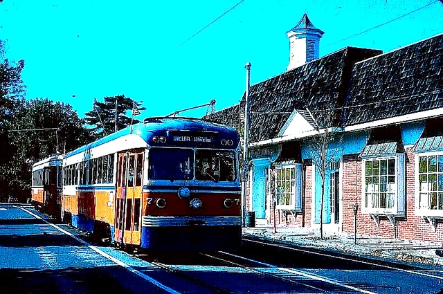 Original Kodachrome Slide Septa Trolley #7 & 77 Media, Pa October 17, 1982