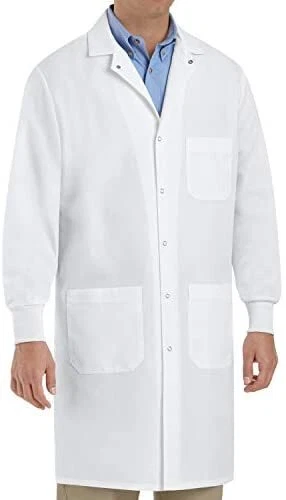 Red Kap Unisex Specialized Cuffed Lab Coat with 3 Front Pockets White Size