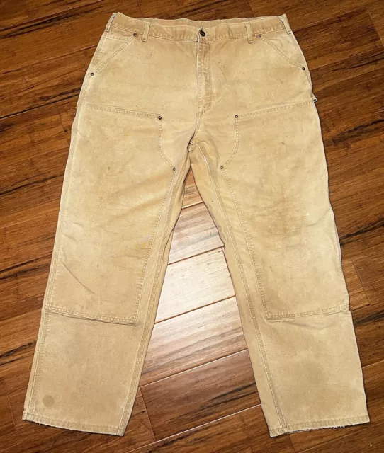 Vintage Men’s CARHARTT BO1 BRN Double Knee Work Pants USA Union Made 42x32