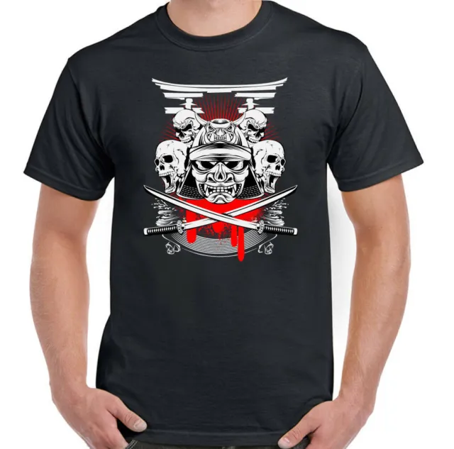 T-shirt da uomo palestra samurai teschi & spade MMA UFC arti marziali biker allenamento top