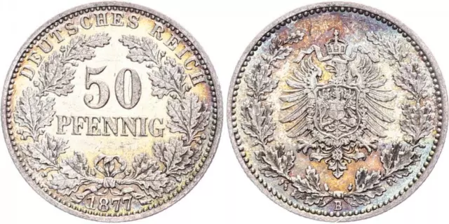 Kaiserreich 50 Pfennig 1877 B Kursmünze