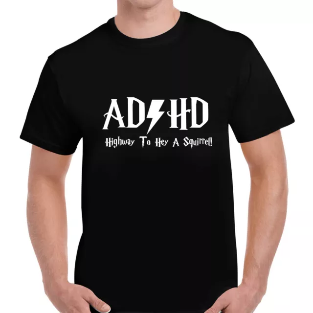 AD HD Black T-Shirt Mens Unisex FUNNY TSHIRT Tee Top Gift Novelty